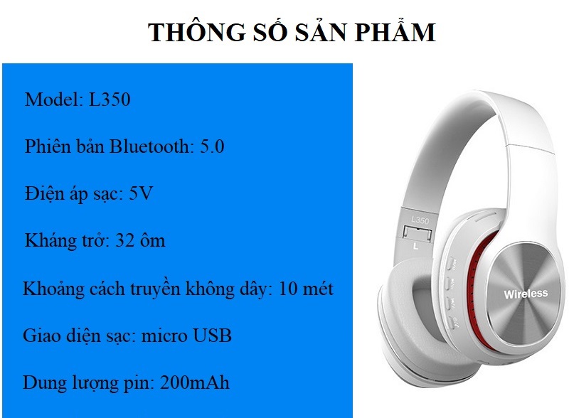 Tai Nghe Chụp Tai Huqu L350 - 3 Chế Độ Nghe: Thẻ nhớ, Bluetooth, Có dây - Ảnh 13
