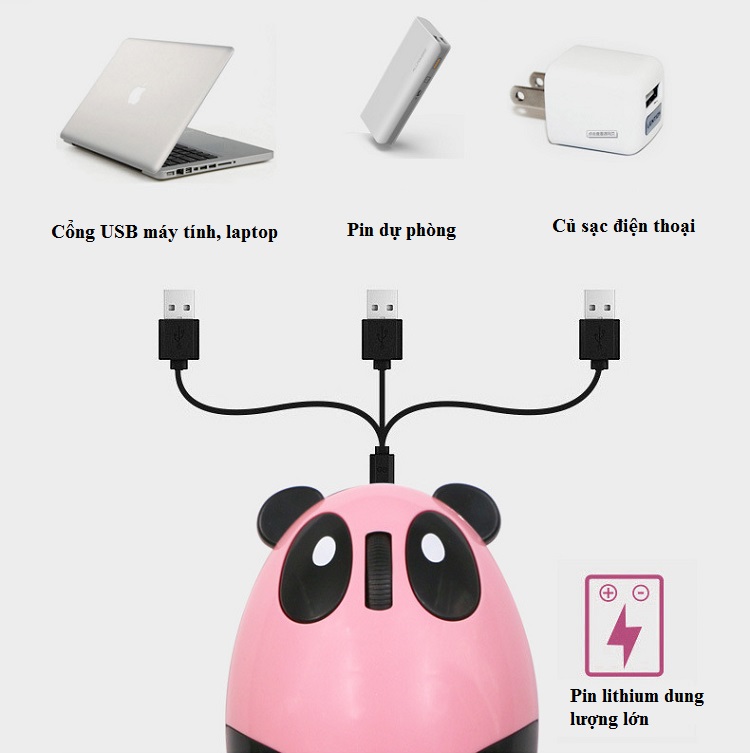 Chuột Không Dây Panda Ngộ Nghĩnh HuQu - Ảnh 2