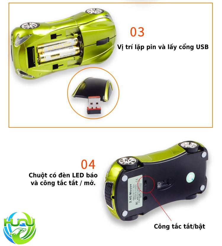 Chuột không dây mô hình siêu xe Huqu V2
