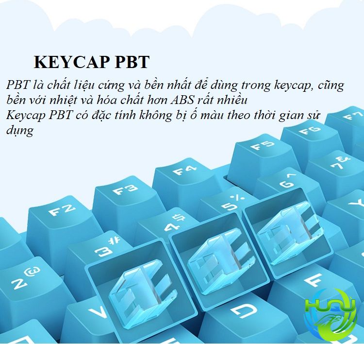 bàn phím có có đèn độc đáo Huqu X616 - Thiết kế bằng chất liệu PBT