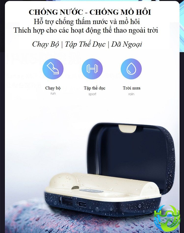 Tai nghe nhét tai bluetooth 5.2+EDR - chỉ số chống nước IPX5