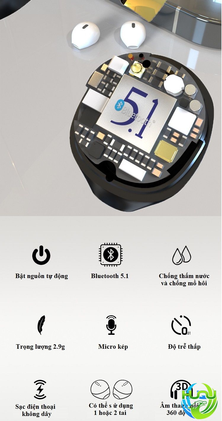 tai nghe nhét tai đa năng HQ-X6DS- Bluetooth 5.1