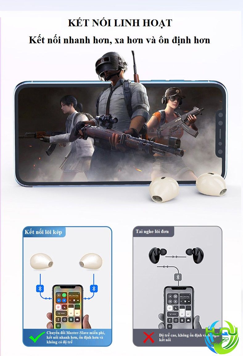 tai nghe nhét tai bluetooth 5.2+EDR