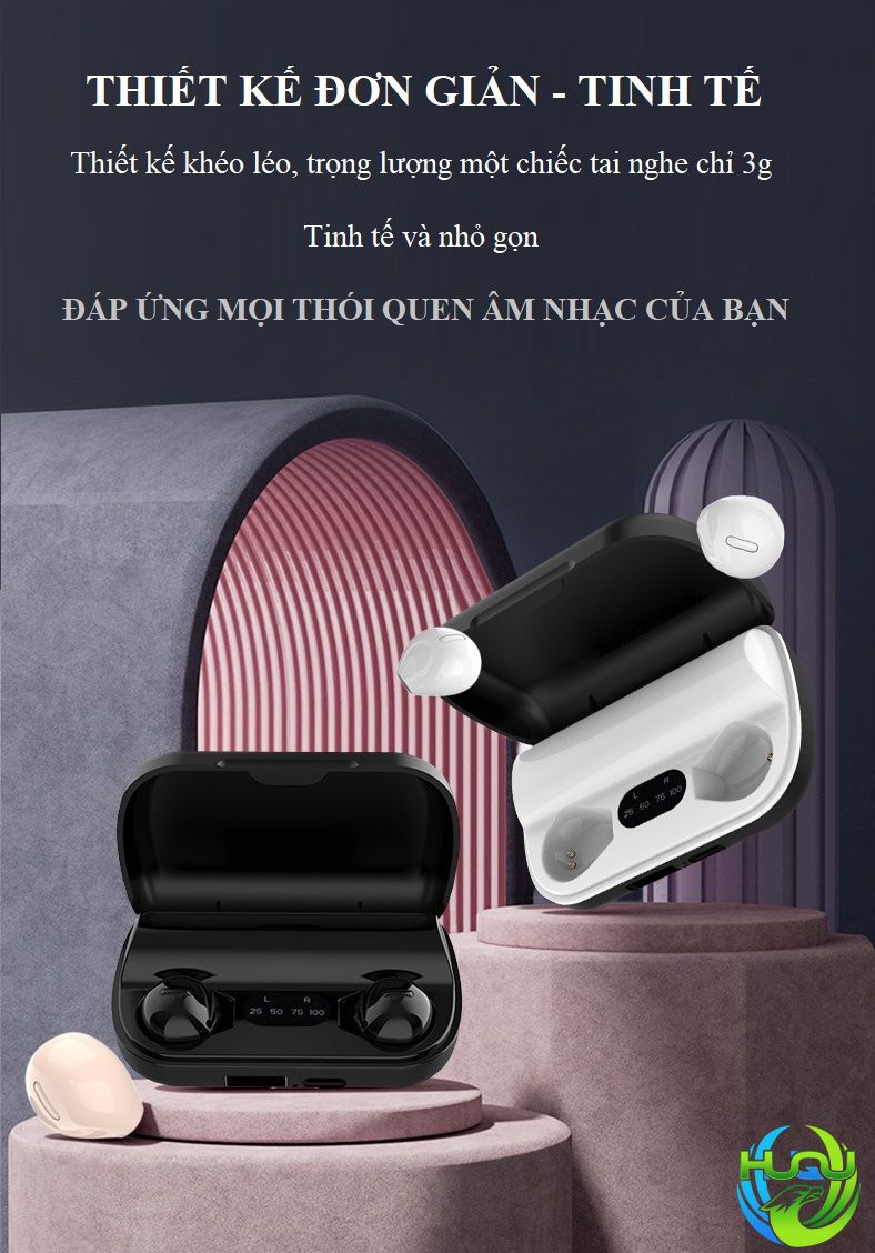tai nghe nhét tai bluetooth 5.2+EDR- thiết kế nhỏ gọn