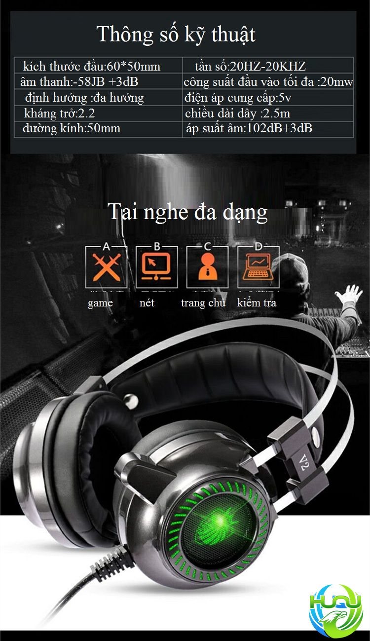 tai nghe siêu ngầu dành cho game thủ Huqu 7.1V2