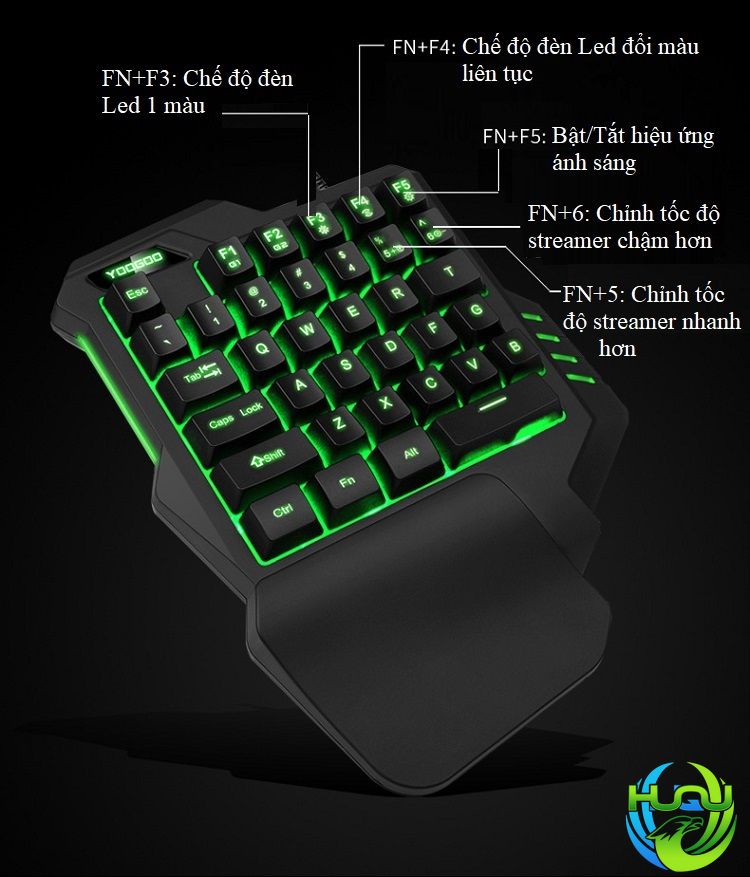 bàn phím giả cơ chơi game Huqu G92- Các chức năng