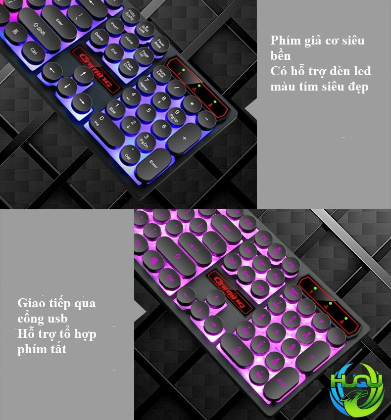 bàn phím giả cơ có dây cá tính Huqu V8