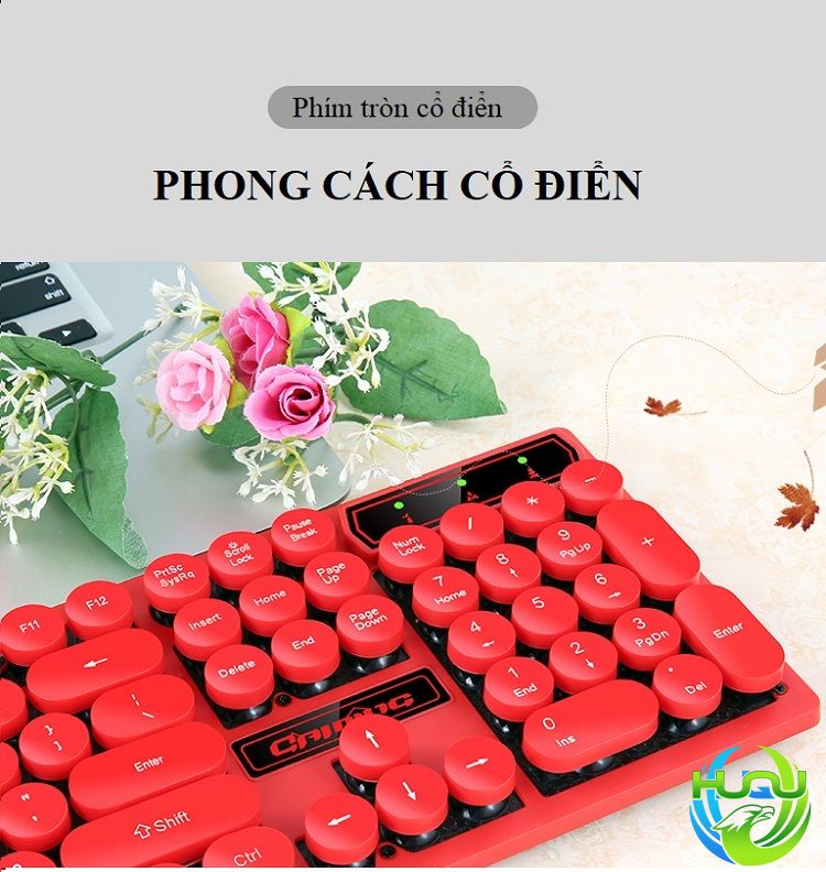 bàn phím giả cơ có dây cá tính Huqu V8 - Phong cách cổ điển