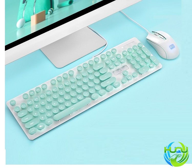 Bộ bàn phím chuột có dây độc đáo Huqu N518- màu Xanh
