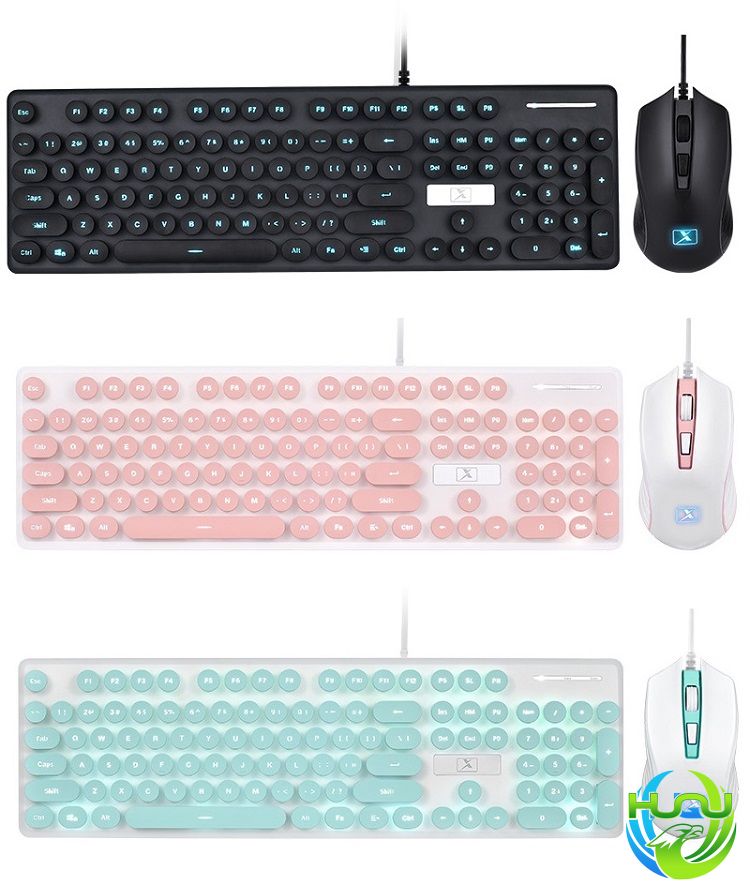 Bộ bàn phím chuột có dây độc đáo Huqu N518 - Màu sắc đa dạng