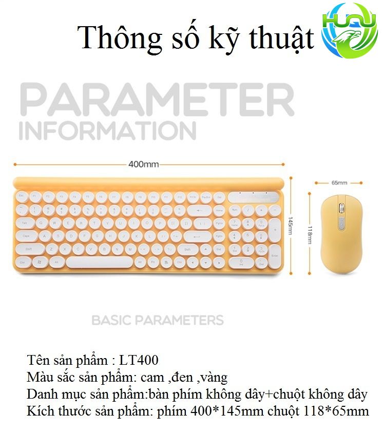 bộ bàn phím chuột không dây phiên bản sạc Huqu LT400- Thông số kỹ thuật
