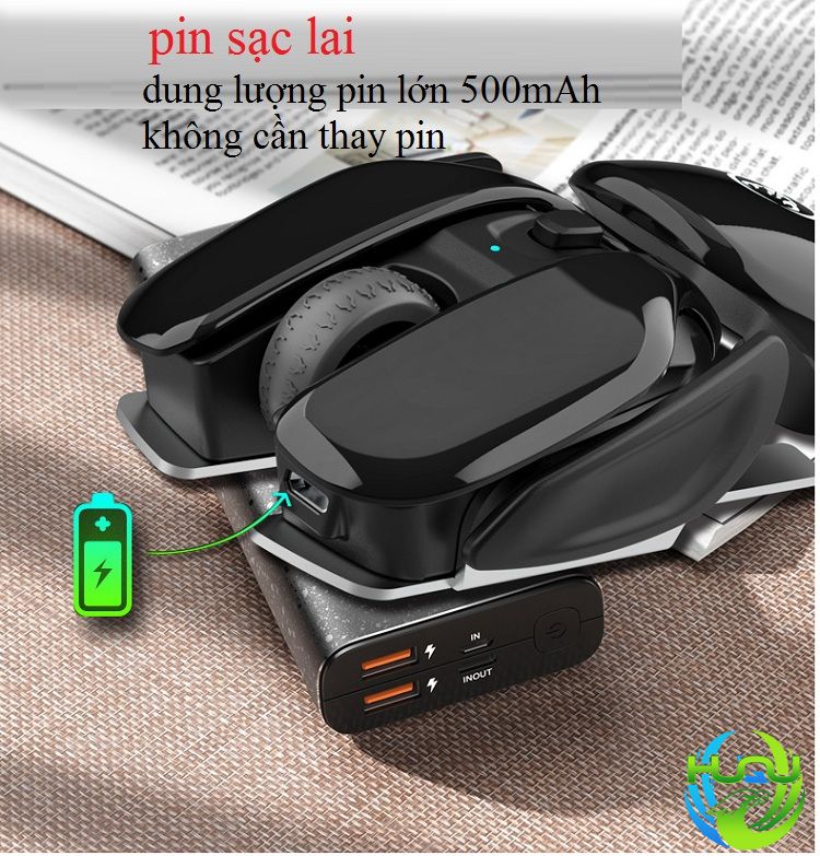 chuột không dây sạc điện độc đáo Huqu T37- Pin sạc dung lượng cao