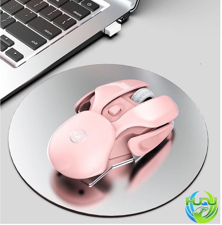 chuột không dây sạc điện độc đáo Huqu T37 _ Màu Hồng