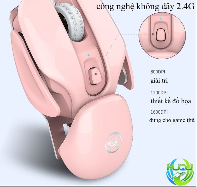 chuột không dây sạc điện độc đáo Huqu T37- DPI có thể điều chỉnh