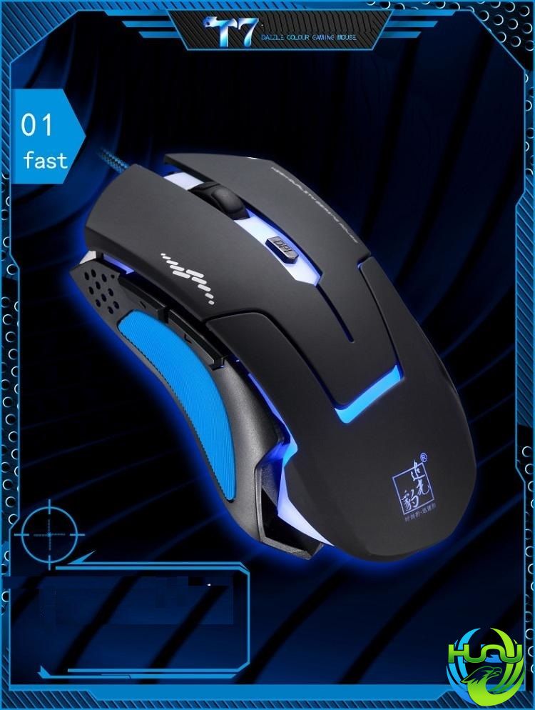 Chuột máy tính chơi game Huqu T7- đèn led bắt mắt
