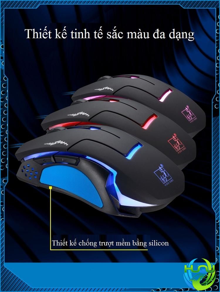 Chuột máy tính chơi game Huqu T7 - lót Silicon chống trơn và chống mồ hôi