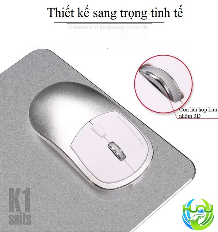 Chuột máy tính không dây hợp kim nhôm Huqu K1- Sang trọng tinh tế