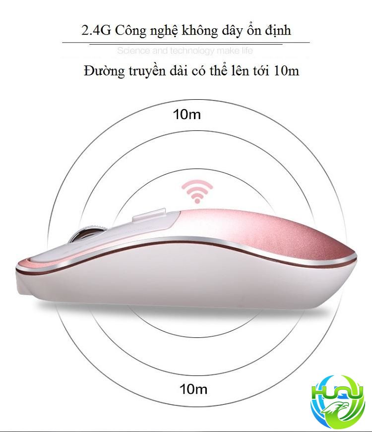 Chuột máy tính không dây hợp kim nhôm Huqu K1- kết nối không dây 2.4Ghz