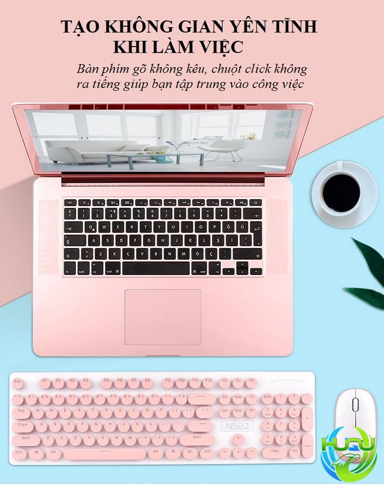 Combo bàn phím chuột không dây thời trang huqu N520- Khả năng tương thích cao