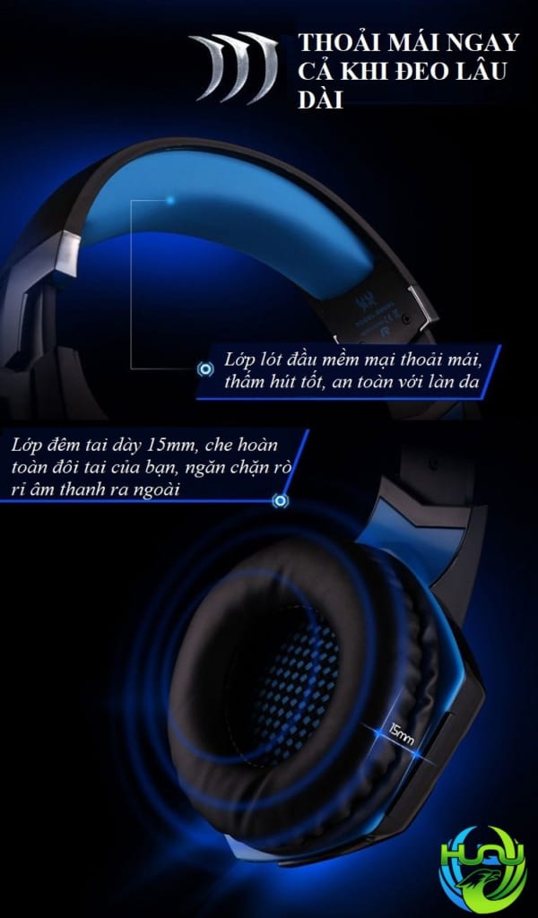 tai nghe gaming Huqu G2000 đệm tai êm ái