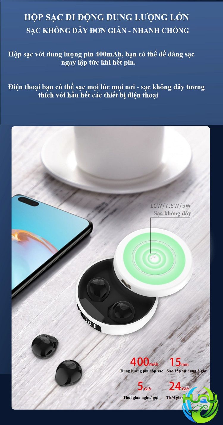 tai nghe nhét tai đa năng HQ-X6DS- Dung lượng pin lớn