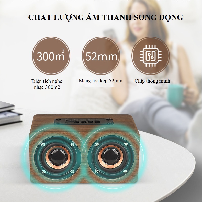 Loa Đôi Bluetooth Vân Gỗ Sang Trọng HQ-W5 - Ảnh 3