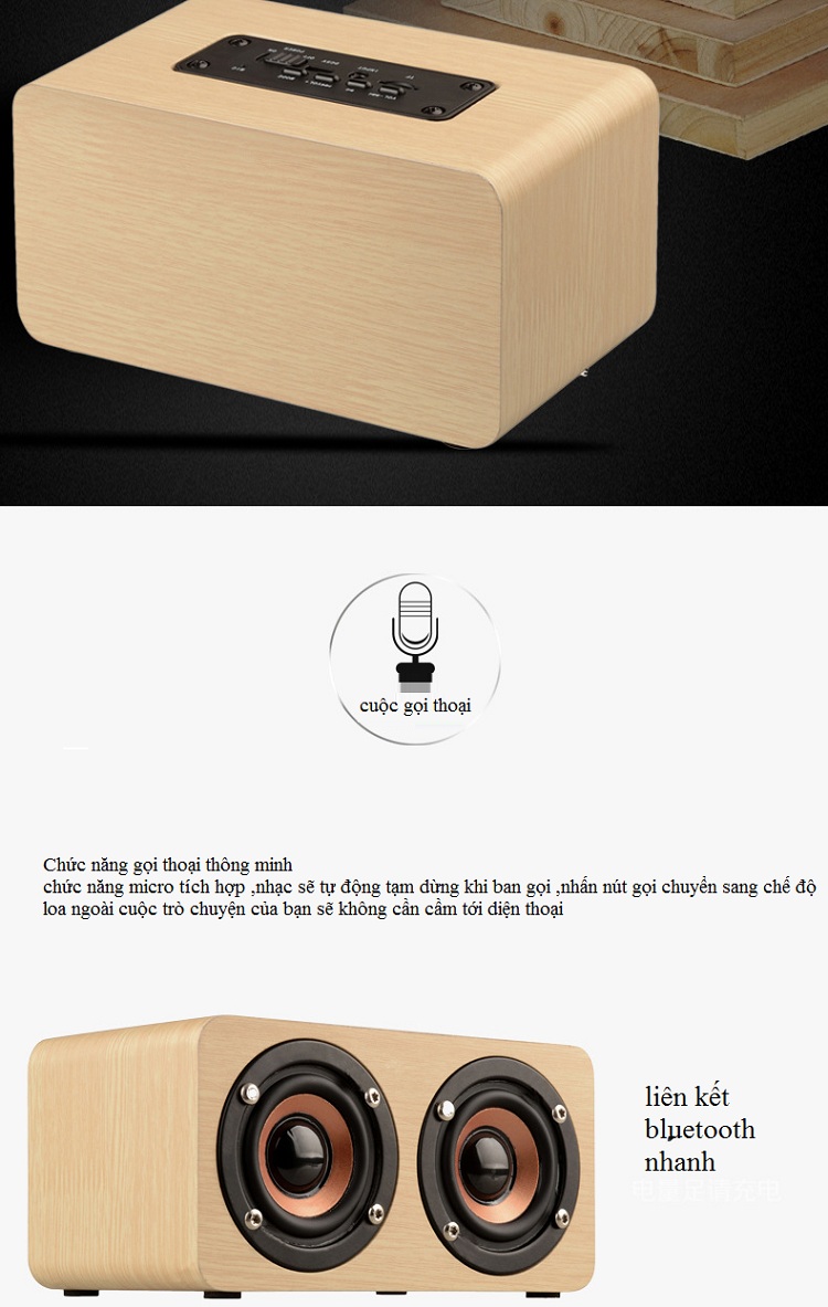 Loa Đôi Bluetooth Vân Gỗ Sang Trọng HQ-W5 - Ảnh 13