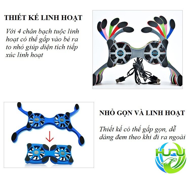 Quạt tản nhiệt máy tính hình bạch tuộc Huqu HQ-11