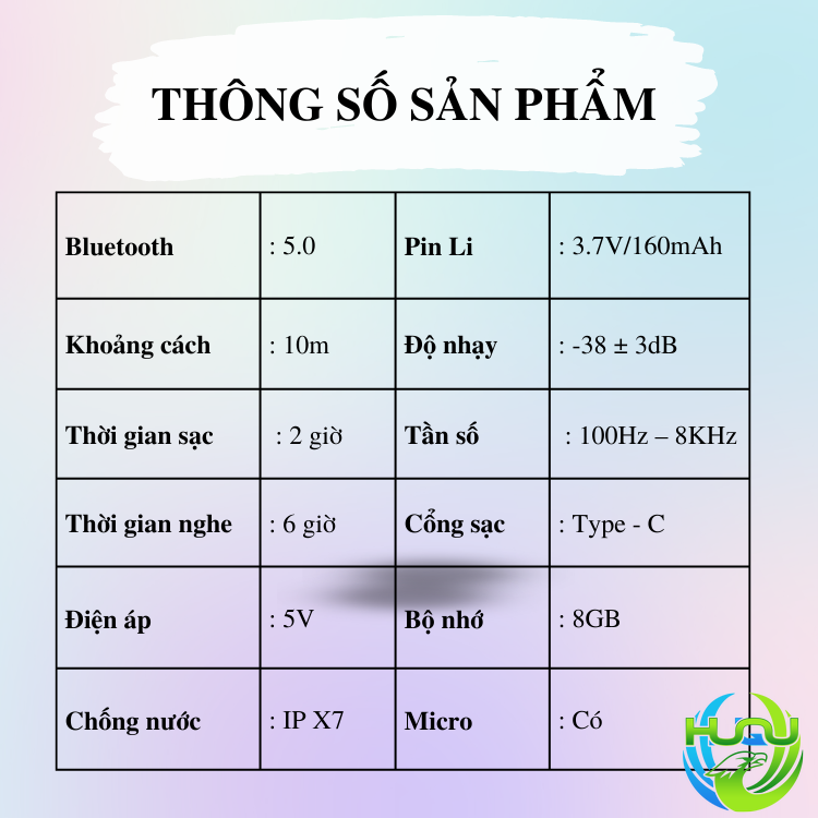 Tai Nghe Dẫn Xương Không Dây Huqu B3– Bộ Lưu Trữ 8GB