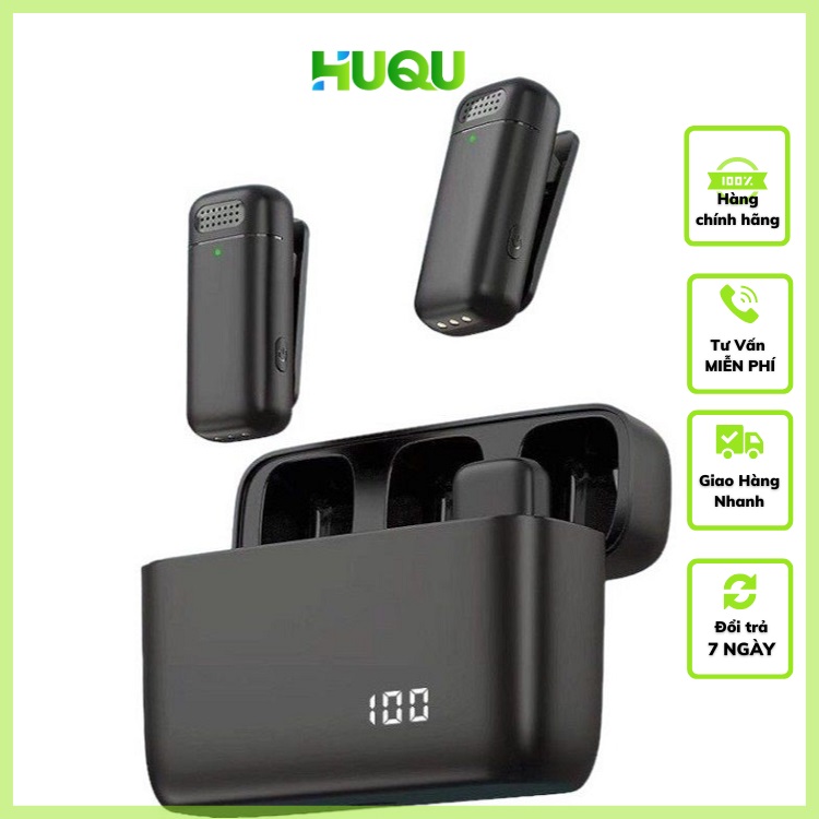 Bộ 2 Micro Thu Âm Không Dây Cài Áo Huqu MIC96