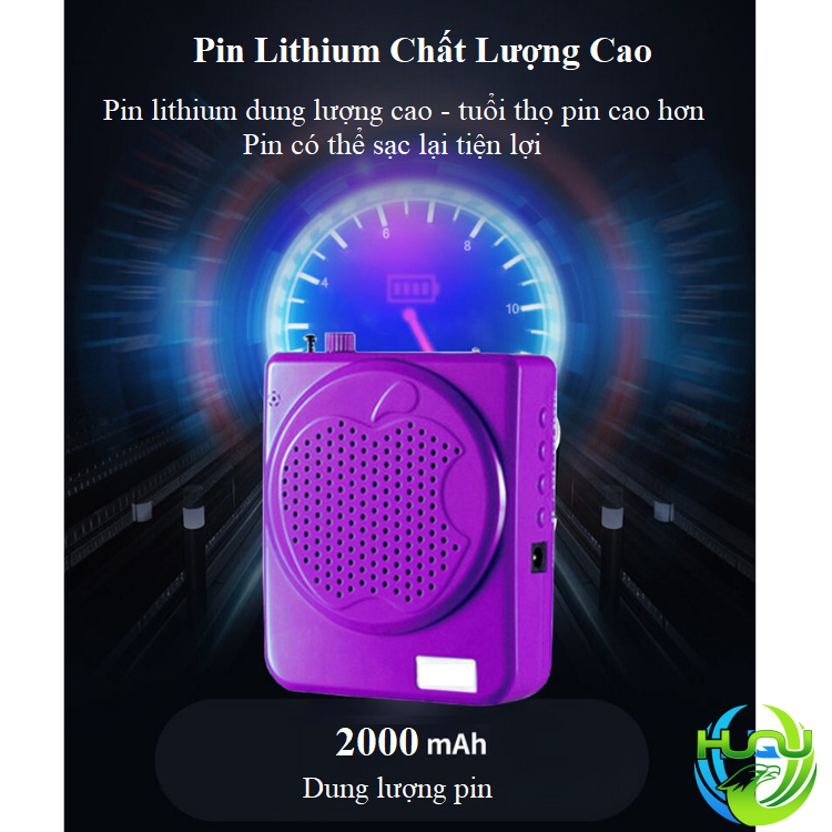 loa mic trợ giảng đa chức năng hq03 - Pin lithium chất lượng cao
