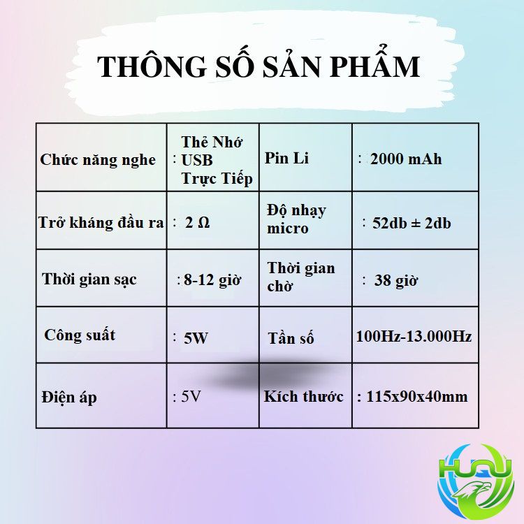 loa mic trợ giảng đa chức năng hq03 - thông số sản phẩm